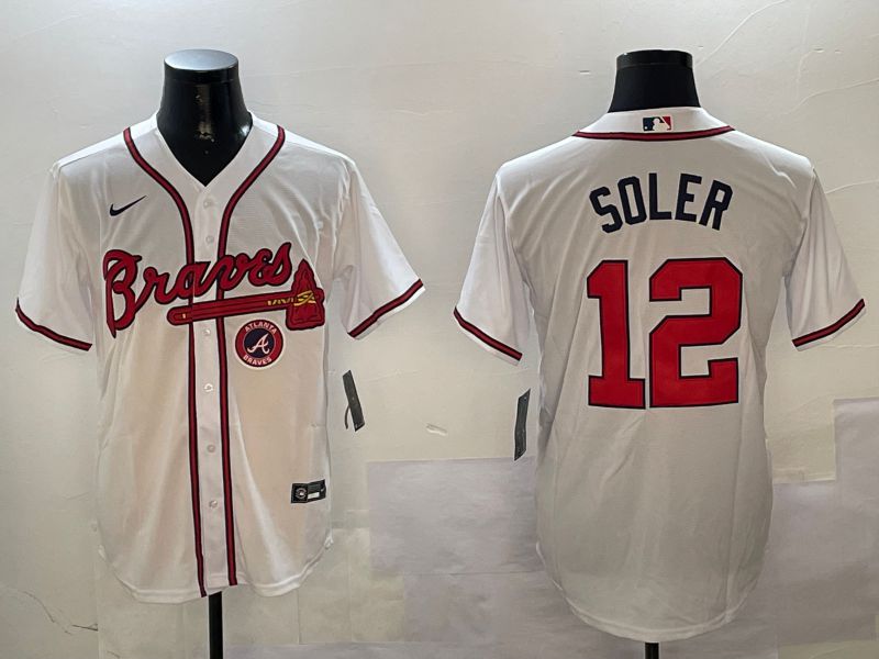 Men Atlanta Braves #12 Soler White Game 2024 Nike MLB Jersey style 4